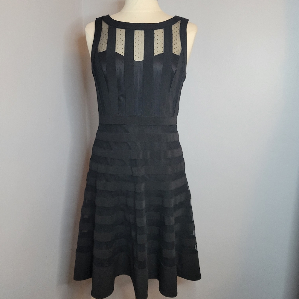 White House Black Market Size 8 HOCO Coquette Black Fit & Flare Cocktail Dress